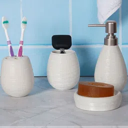 AARVI DECOR STUDIO White 4 Pieces Ceramic Bath Accessories Set-picture-5