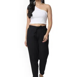 Neelokurti Women Regular Fit Mid-Rise Flat-Front Trousers image 5