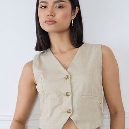 Iconic Checked Pure Cotton V-Neck Waistcoat-picture-34