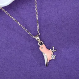 GIVA Kid's 925 Silver Rhodium-Plated Contemporary Pendant with Chain-picture-34