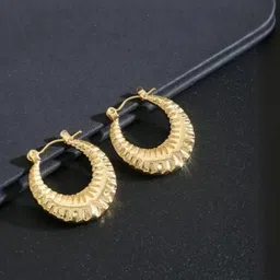 Estailo fashion Gold Plated Contemporary Hoop Earrings-picture-16