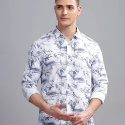 THREE DAYS Comfort Floral Printed Spread Collar Cotton Shirt-image-4