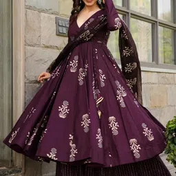 GLOSIA DESIGN Floral Printed Angrakha Kurta With Palazzos & Dupatta-picture-41