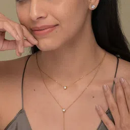PALMONAS 18K Gold-Plated Stainless Steel Cubic Zirconia Two Layered Solitaire Chain-picture-18