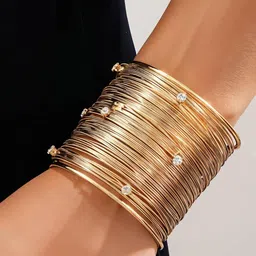 RAPPERSSHOP Women Cubic Zirconia Gold-Plated Cubic Zirconia Bracelet-image-5