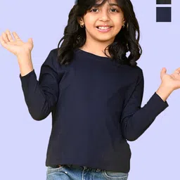 NUSYL Girls Pack Of 2 Solid Round Neck Cotton T-shirts-picture-28