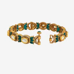 Kushal's Fashion Jewellery Set Of 2 Victorian-Plated Kundan-Studded Bangles image 3