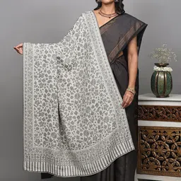 Exotic India Floral Woven Design Reversible Shawl-picture-50