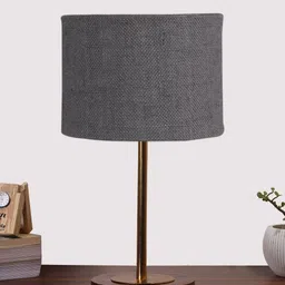 Devansh Grey Textured Wood Industrial Cylindrical Shaped Table Lamp-picture-23