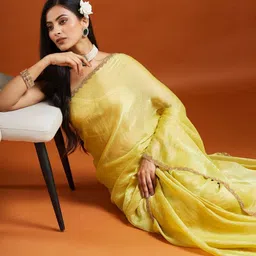 Moksha Trends Embroidered Embellished Saree with Unstitched Blouse Piece-picture-14
