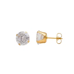 STUDEX Stainless Steel 24K Pure Gold Plated Cubic Zirconia Studded Circular Shaped Studs image 5