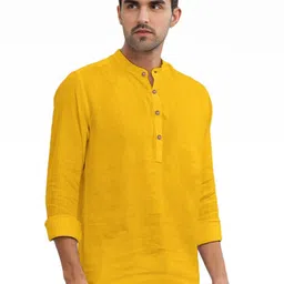 BHUVIKOO Men Yellow Kurtas image 2