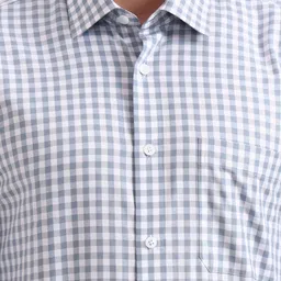 JADE BLUE Men Gingham Checked Spread Collar Cotton Formal Regular Fit Shirt image 2