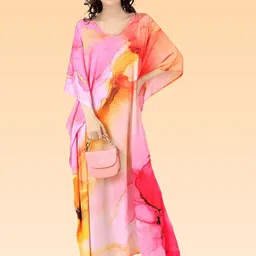 SilkSutra Women Printed Kimono Sleeve Kaftan Maxi Dress-image-65