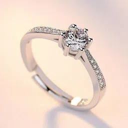 Bling Queen Silver Plated Cubic Zirconia Adjustable Finger Ring-picture-25