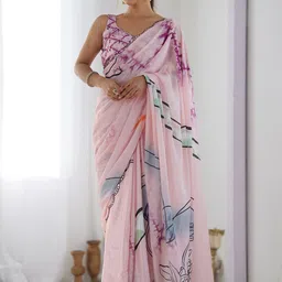 Mitera Printed Embellished Mirror Work Saree-picture-30