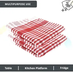 Kuber Industries Red & White 12 Pieces Checked Durable Cotton Kitchen Towels image 4
