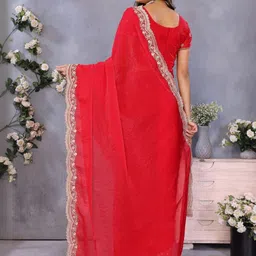 Mitera Embellished Embroidered Heavy Work Saree With Blouse Piece image 5
