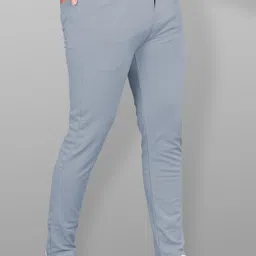 combraided Men Slim Fit Grey Lycra Blend Trousers-picture-13