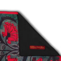 sej by nisha gupta Koi Floral (12x18) Grey & Red Poly Cotton (Set of 4) Placemat image 3