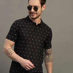 TIMBER HITCH Conversational Printed Polo Collar Cotton T-shirt-image-15