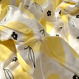 JC HOME Brown & Yellow 4 Pieces Quirky Printed AC Room Double King Bedding Set image 2