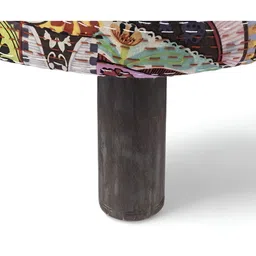 Ikiriya 2-Pcs Red & Blue Printed Wooden Round Ottomans image 5