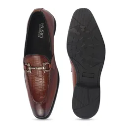 FAUSTO Men Textured Formal Slip On Loafers Shoes image 2