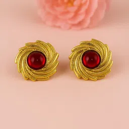 Nui Stainless Steel Gold-Plated Artificial Stones Studded Contemporary Studs-picture-32