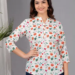 MHIZHA Women Floral Print Mandarin Collar Top-picture-44