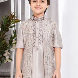 Lagorii Boys Thread Work Straight Kurta With Trousers & Jacket image 2