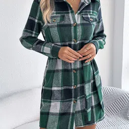 Mast & Harbour Women Checked Shirt Mini Dress-picture-26