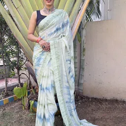 HERE&NOW Tie and Dye Pure Chiffon Jamdani Saree-image-80