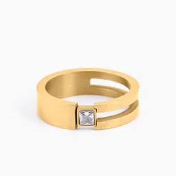 SWASHAA Men 18K Gold-Plated Cubic Zirconia-Studded Finger Ring image 3