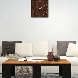 RANDOM Brown & White Square Shape Vinyle Textured Wall Clock image 2