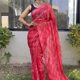 DIVASTRI Tie and Dye Pure Georgette Ready to Wear Jamdani Saree image 5