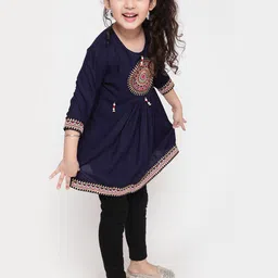 BAESD Girls Ethnic Motifs Embroidered A-Line Top image 2