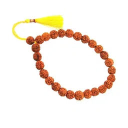 Divine souvenirs Unisex Wooded 5 Mukhi Rudraksha Beaded Elasticated Bracelet-picture-30