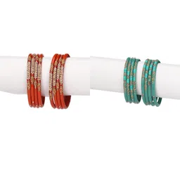SOMIL Set Of 16 Glass Artificial Stones & Beads Bangles-picture-17