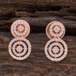Kushal's Fashion Jewellery Rose Gold Plated Zircon Studded Circular Drop Earrings-image-45