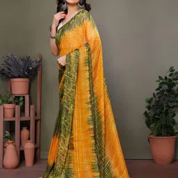VILLAGIUS Striped Pure Georgette Saree image 4
