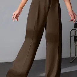 Next One Women High-Rise Smart Loose Fit Easy Wash Stretchable Pleated Parallel Trousers image 2