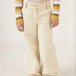 One Friday Girls Striped Classic Regular Fit Mid-Rise Cotton Trousers-image-2