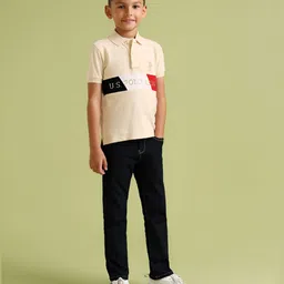 U.S. Polo Assn. Kids Boys Brand Logo Printed Polo Collar Applique T-shirt image 3