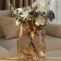 AARVI DECOR STUDIO Tote Brown Textured Flower Vase image 1