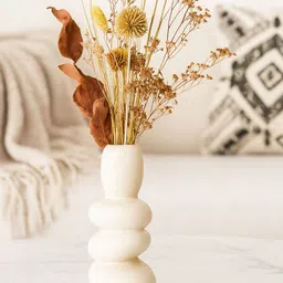 GLOBALLY INDIAN White Matte Finished Ceramic Contemporary Table-Decor Flower Vase-picture-10