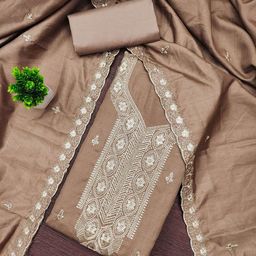 Panzora Floral Embroidered Unstitched Dress Material-picture-3