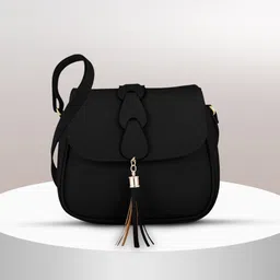 shamriz Black Women Sling Bag - Medium Women's & Girls' Sling Bag (Black)-picture-17