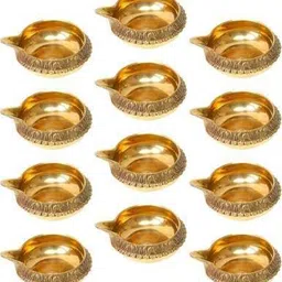 Handmade Pure Brass Kuber Diya Puja Brass Oil Lamp Kuber Diya Brass (Pack of 12) Table Diya Set-image-61