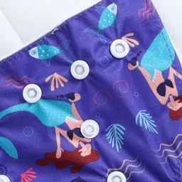 rbastic Reusable Cloth Diaper with Absorbent Insert White Base,Mermaid Print Blue image 4